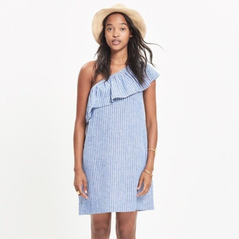 Madewell One Shoulder Striped Dress S